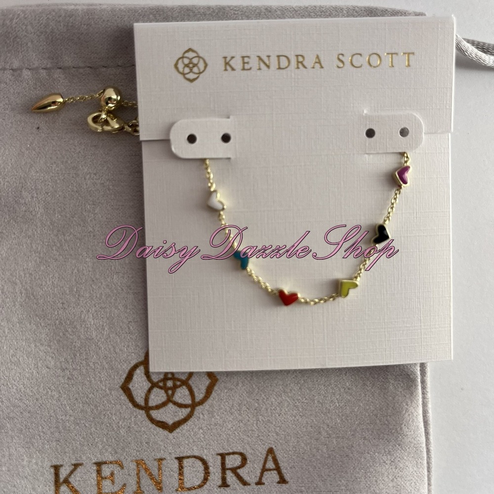 ✨Kendra Scott Haven Heart Gold Chain Bracelet in Multi Mix Color New 🩷 - Picture 2 of 4